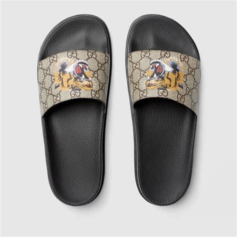 gucci supreme tiger slides replica|gucci tiger slide sandals.